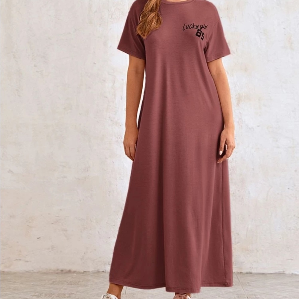 SHEIN LUCKY GIRL GRAPHIC TEE LONG DRESS